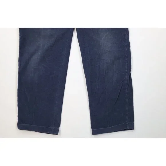 Vintage 70s Lands End Mens 40x32 Faded Wide Leg Corduroy Chino Pants Blue USA